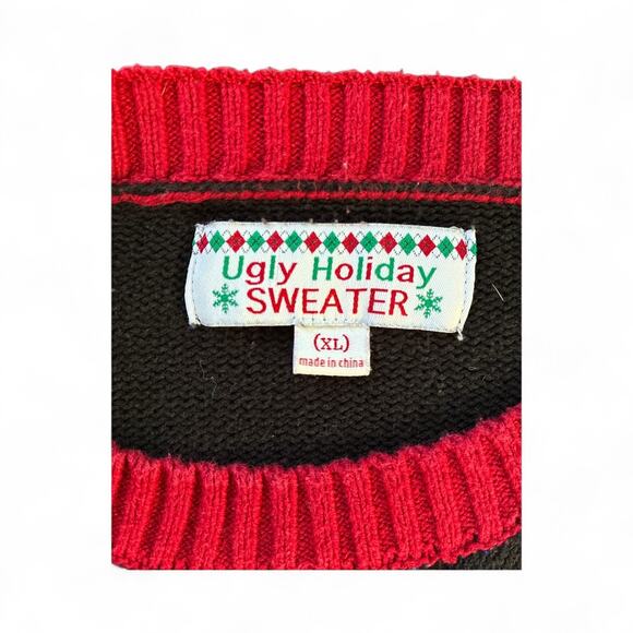 Ugly Holiday Sweater Festive & Funny Unisex Knit Reindeer Sweater size XL - Picture 6 of 13